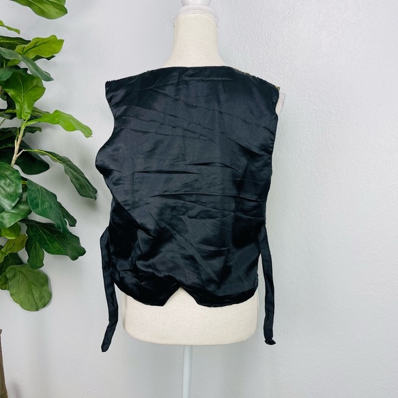 Vintage Sequins Embellished Beaded Gold Black Fabulous Retro Vest - Picture 4 of 5